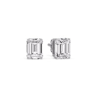 Certified Emerald Cut Diamond Solitaire Stud Earrings