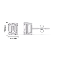 Certified Emerald Cut Diamond Solitaire Stud Earrings