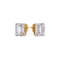 Certified Emerald Cut Diamond Solitaire Stud Earrings