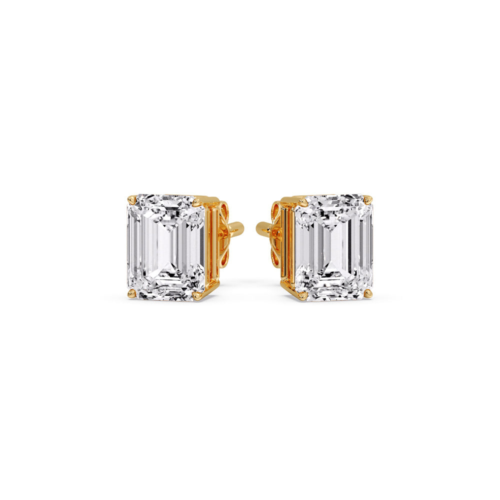 Certified Emerald Cut Diamond Solitaire Stud Earrings