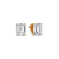 Certified Emerald Cut Diamond Solitaire Stud Earrings