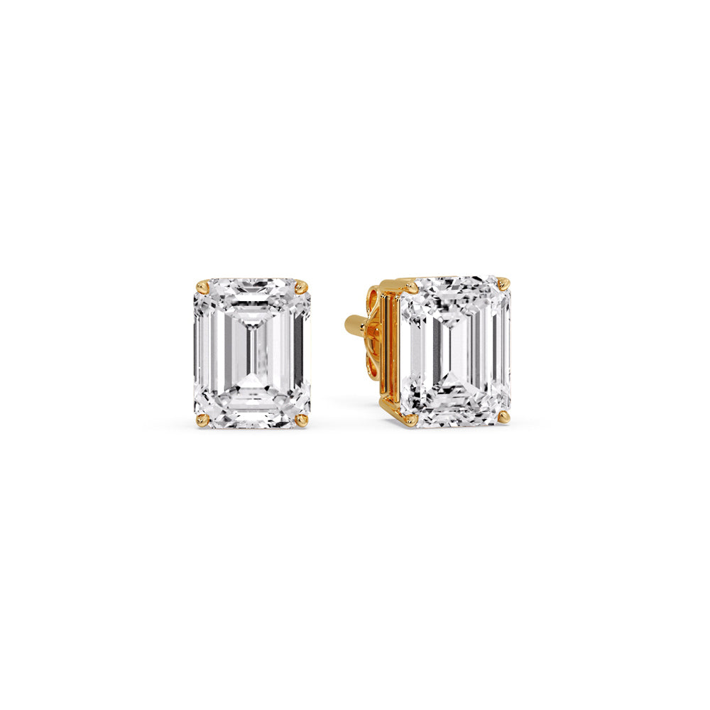 Certified Emerald Cut Diamond Solitaire Stud Earrings