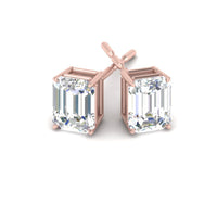 Certified Emerald Cut Diamond Solitaire Stud Earrings