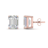 Certified Emerald Cut Diamond Solitaire Stud Earrings