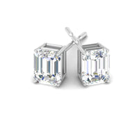 Certified Emerald Cut Diamond Solitaire Stud Earrings