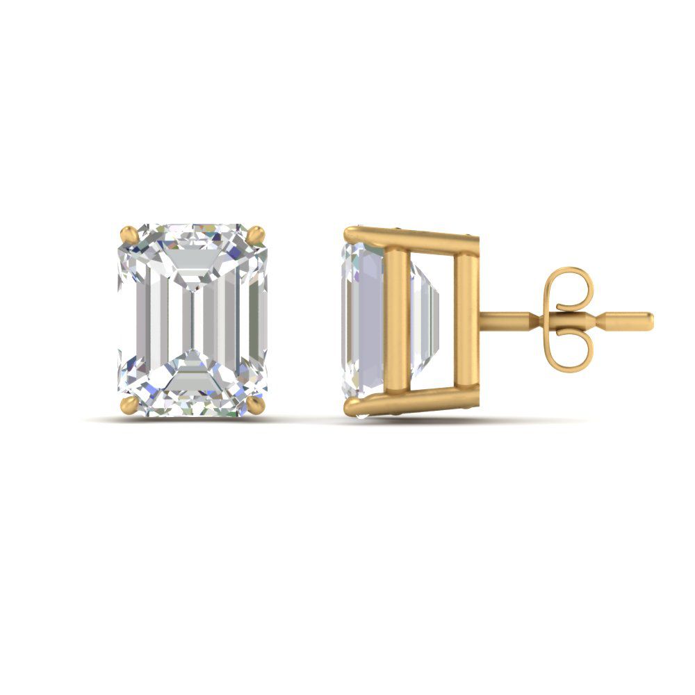 Certified Emerald Cut Diamond Solitaire Stud Earrings