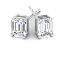Certified Emerald Cut Diamond Solitaire Stud Earrings