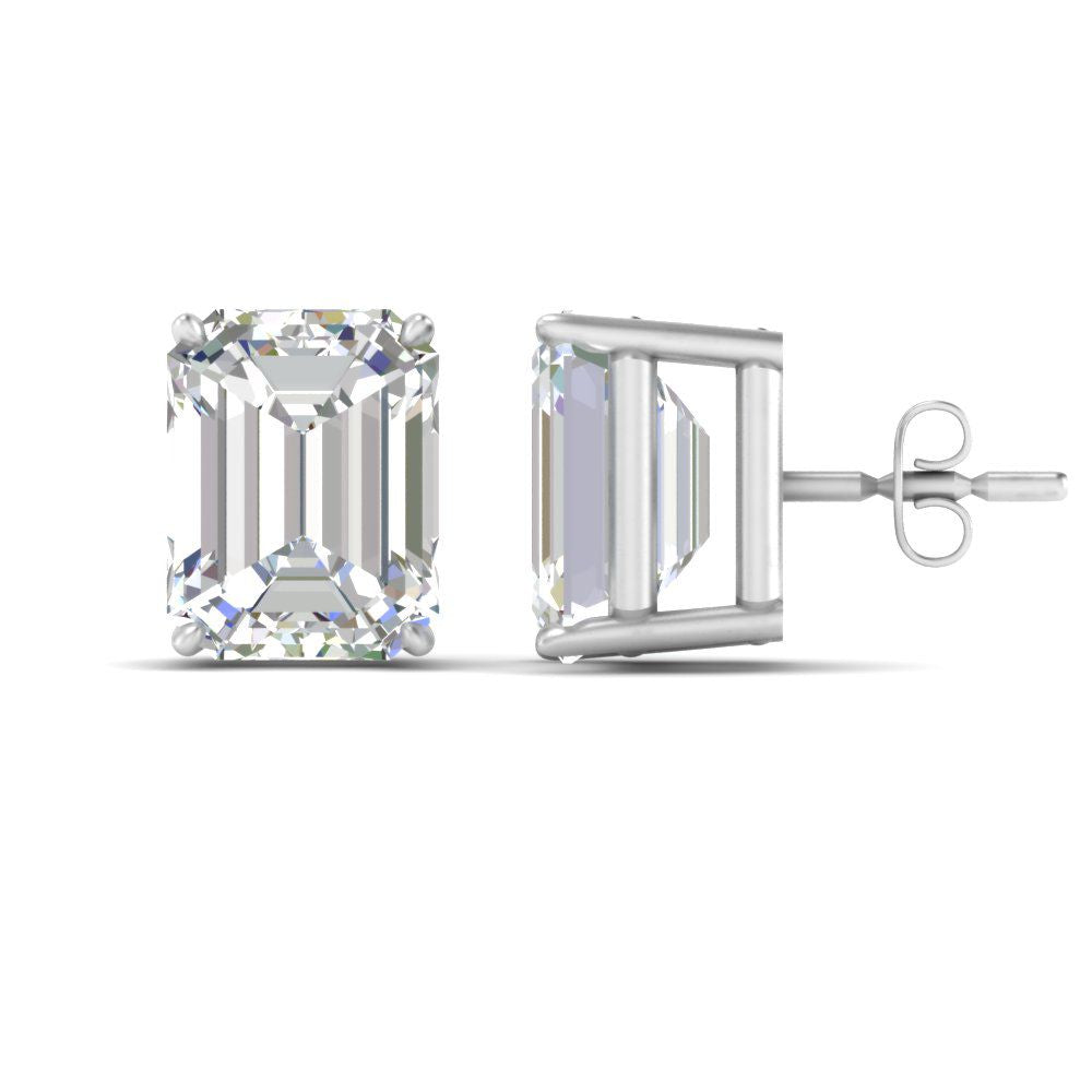 Certified Emerald Cut Diamond Solitaire Stud Earrings