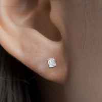 Certified Emerald Cut Diamond Solitaire Stud Earrings