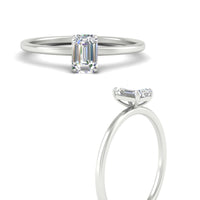 Emerald Cut Thin Classic Solitaire Ring