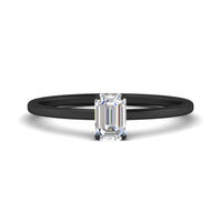 Emerald Cut Thin Classic Solitaire Ring