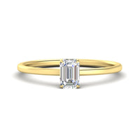 Emerald Cut Thin Classic Solitaire Ring