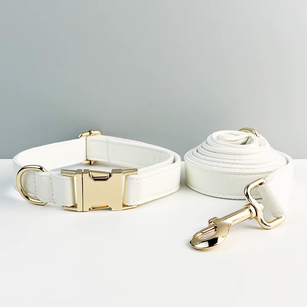 Personalized White Leather Classic Set