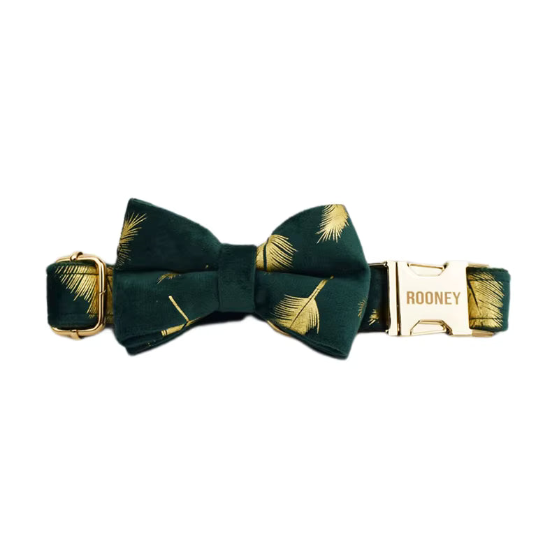Personalized Green Feather Velvet Floral Classic Set