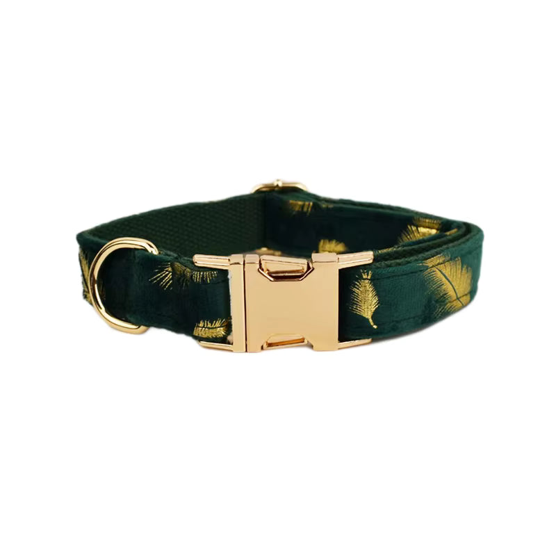 Personalized Green Feather Velvet Floral Classic Set