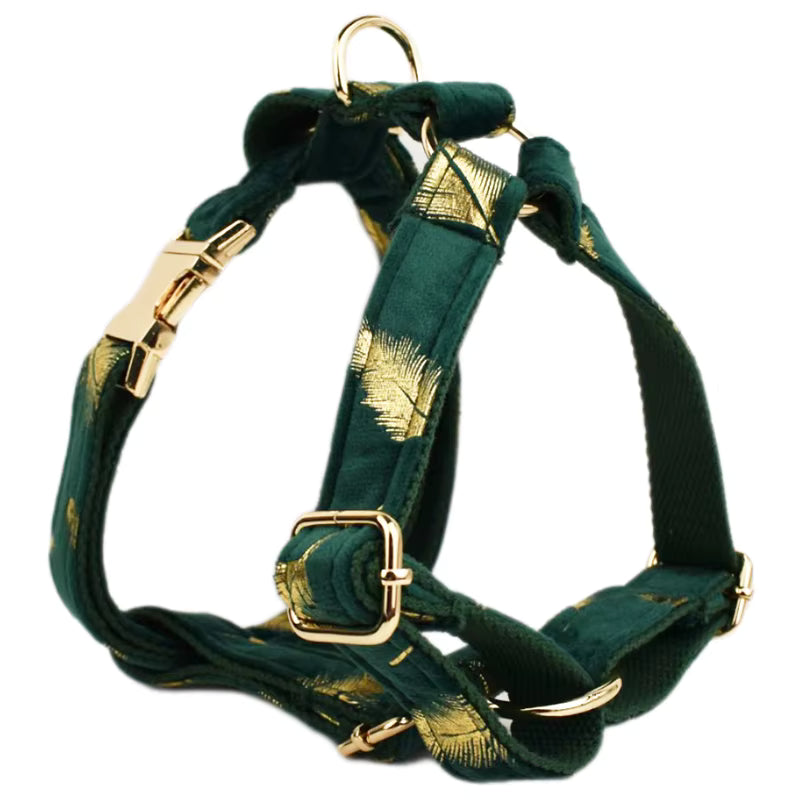 Personalized Green Feather Velvet Floral Classic Set