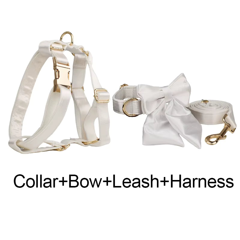 Personalized Wedding Pure White Satin Classic Set