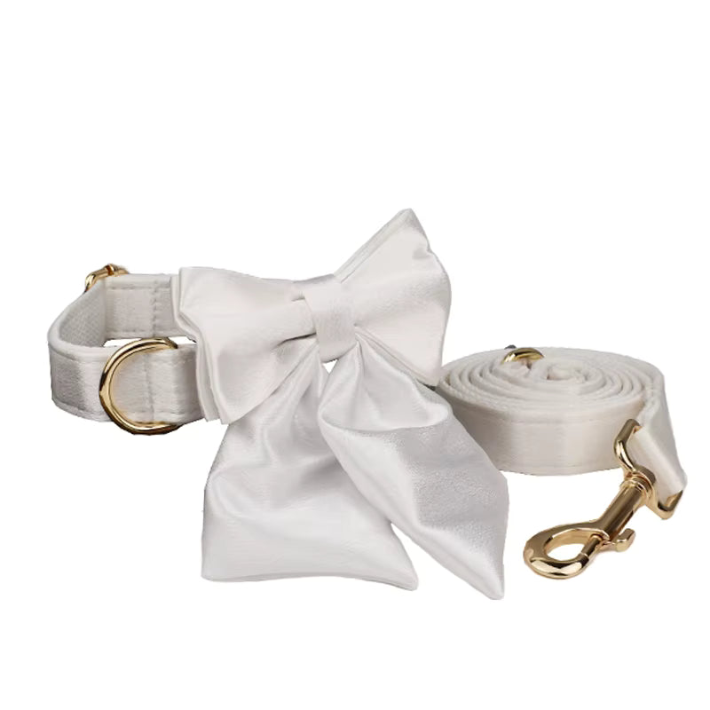 Personalized Wedding Pure White Satin Classic Set