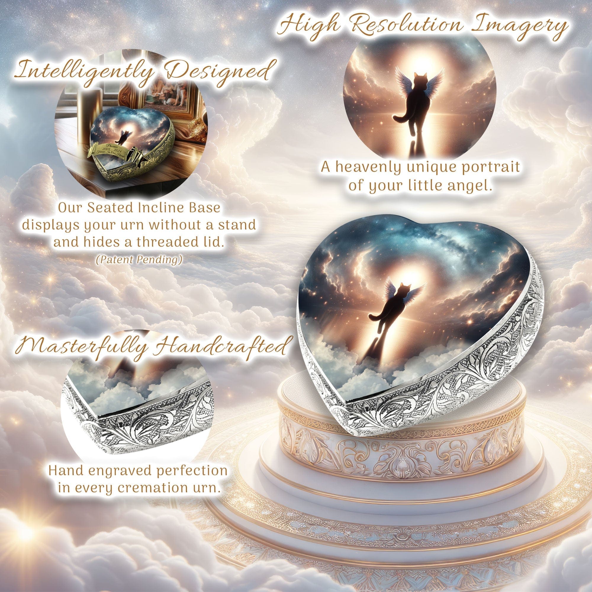 Celestial Symphony Cat Urns for Ashes & Cat Cremation Urn
