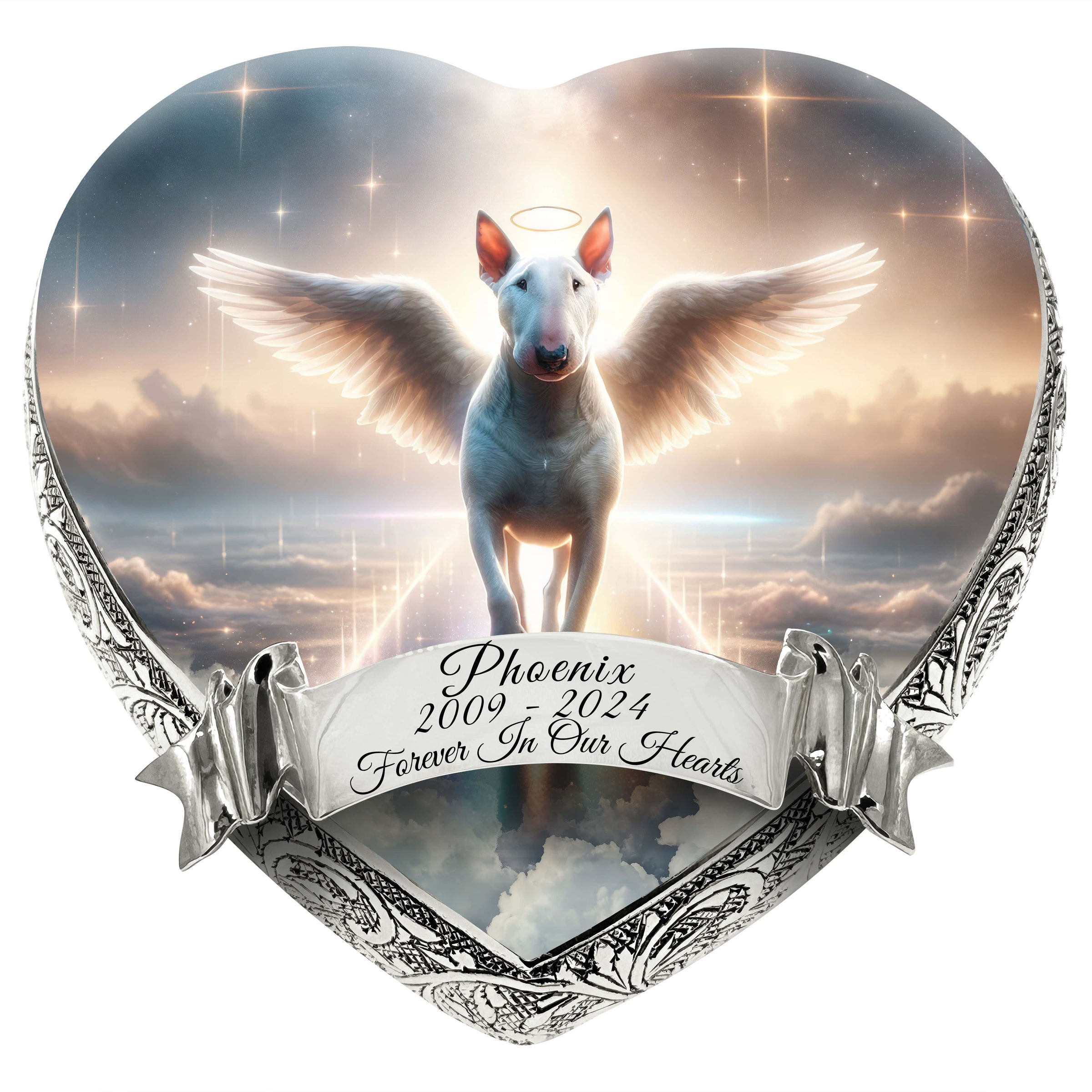 Bull Terrier Urn for Dog Ashes - Rainbow Bridge Dog Urn