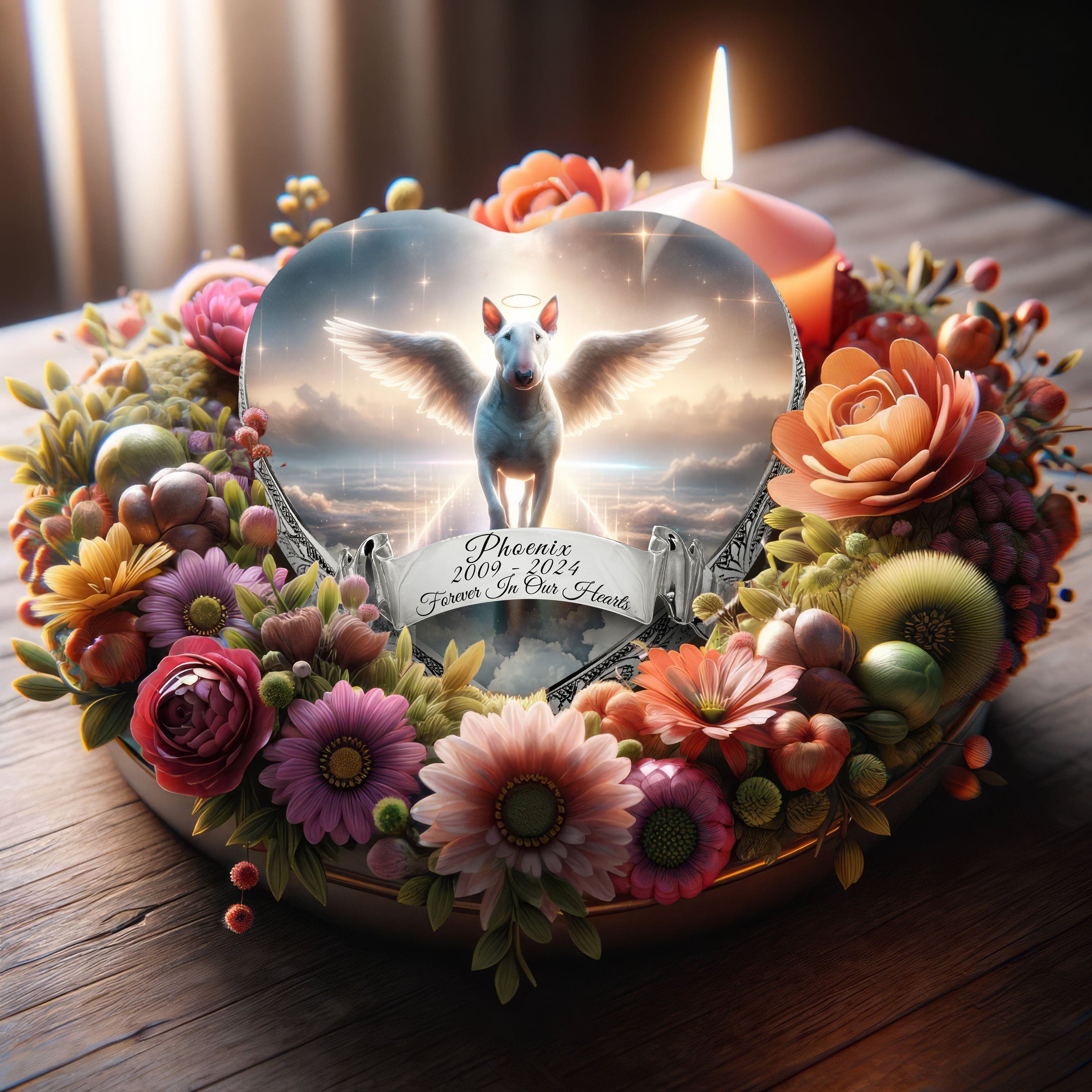 Bull Terrier Urn for Dog Ashes - Rainbow Bridge Dog Urn