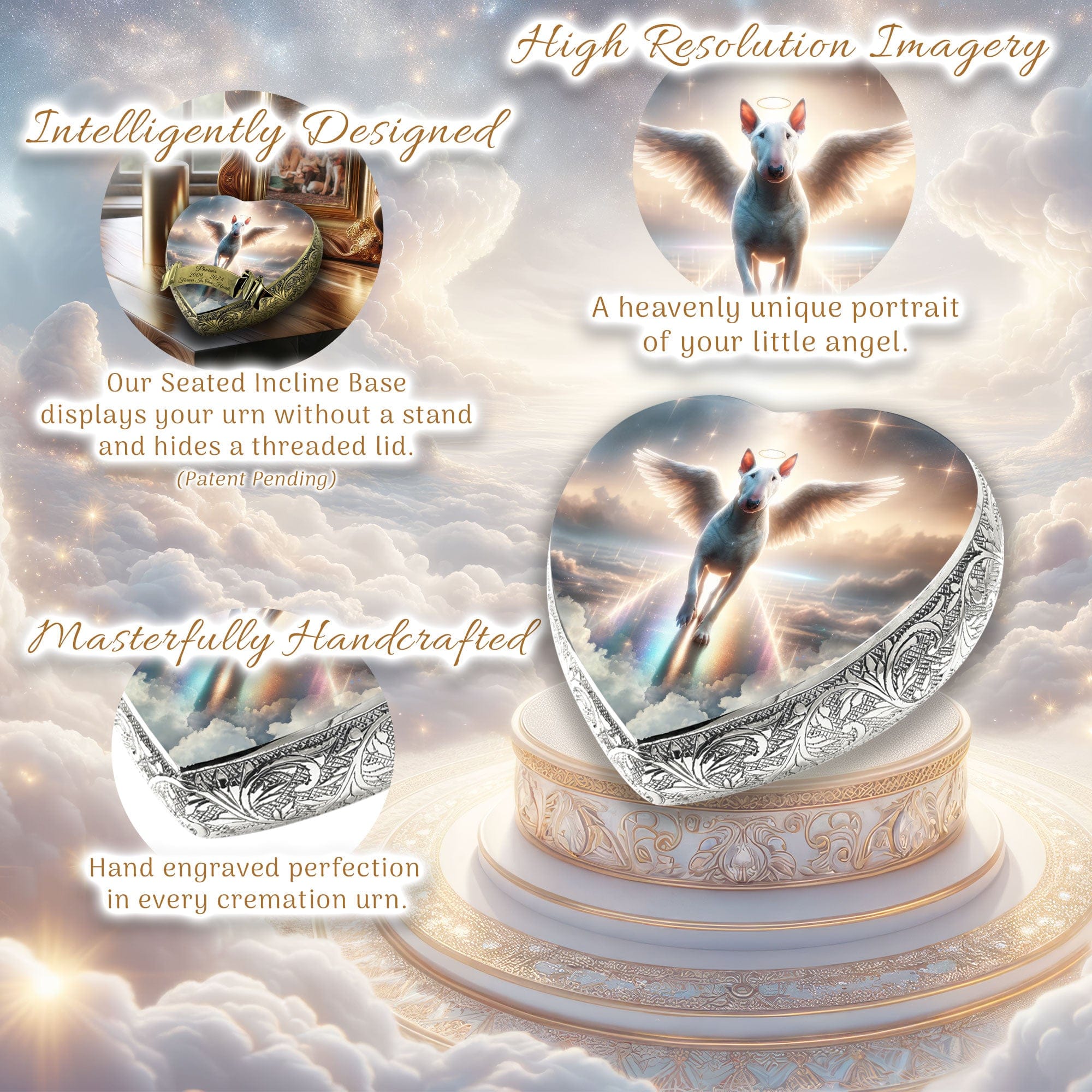 Bull Terrier Urn for Dog Ashes - Rainbow Bridge Dog Urn