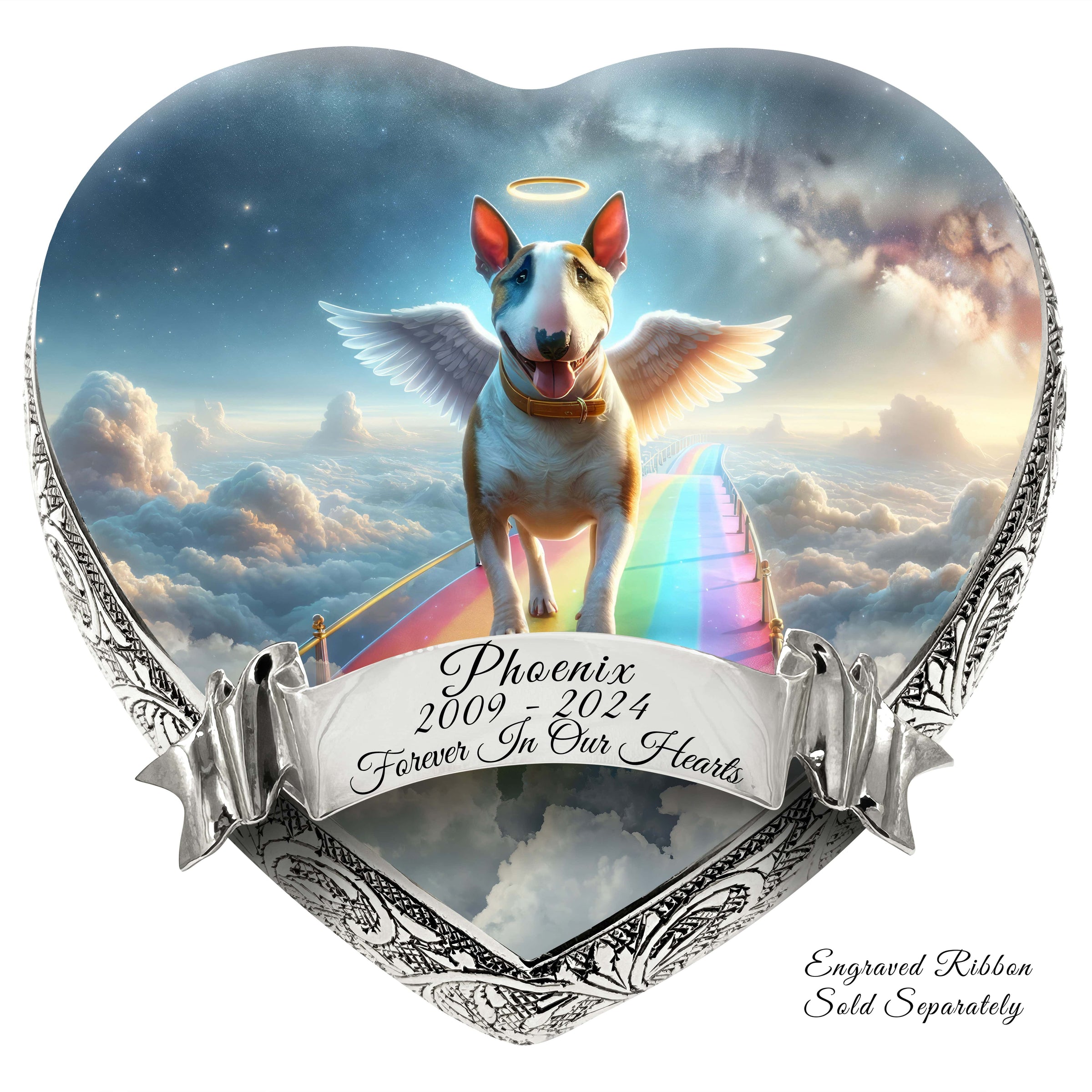 Bull Terrier Dog Urn - Rainbow Crossing Urn for Dog Ashes