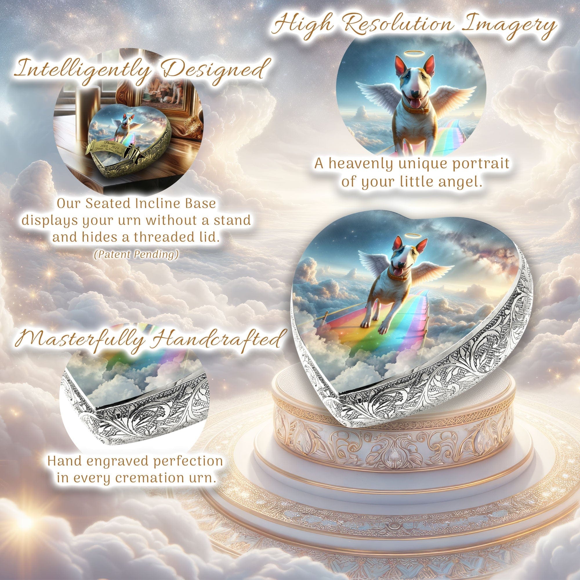 Bull Terrier Dog Urn - Rainbow Crossing Urn for Dog Ashes