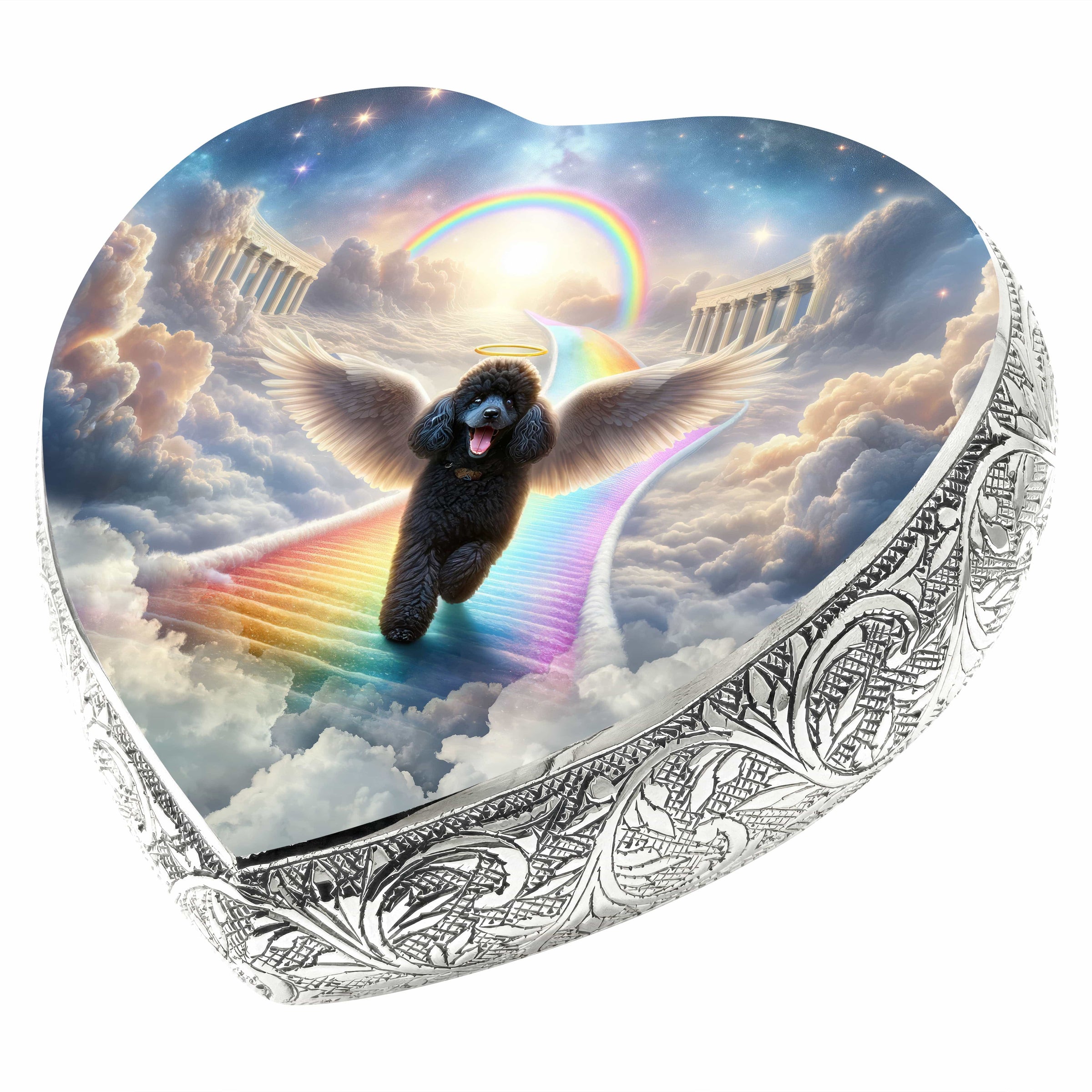 Dark Mini Poodle Dog Urn - Rainbow Bridge Urn for Dog Ashes