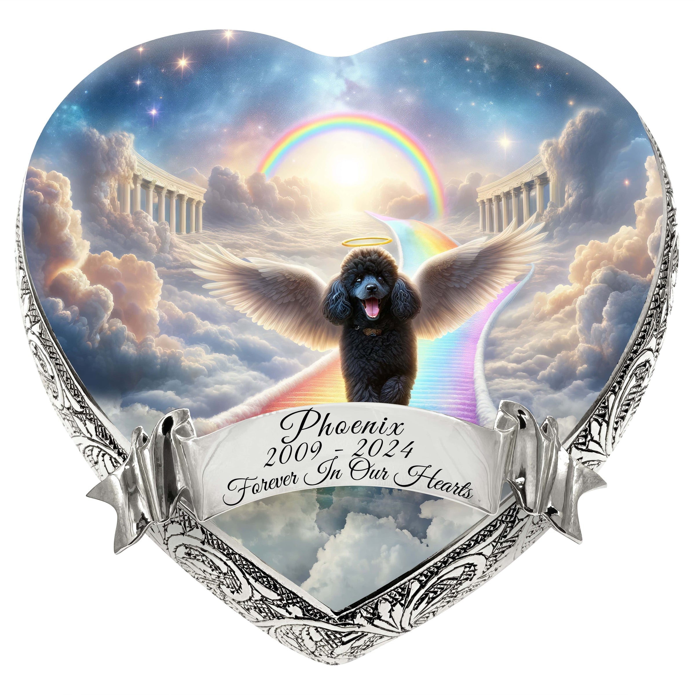 Dark Mini Poodle Dog Urn - Rainbow Bridge Urn for Dog Ashes