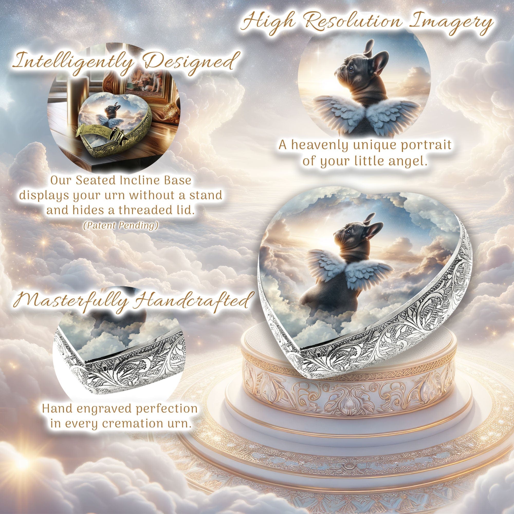French Bulldog Dog Urn - Celestine Serenity Urn for Dog Ashes