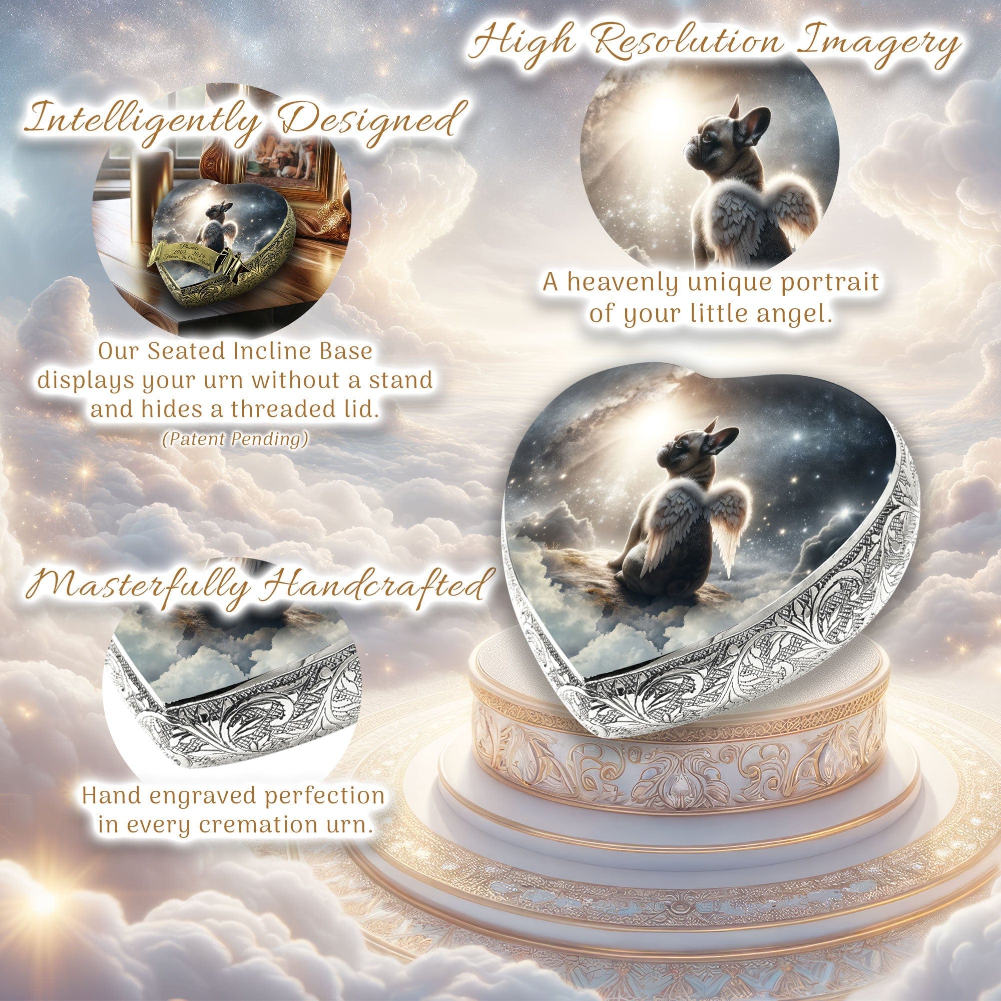 French Bulldog Dog Urn - Solar Sparkle Urn for Dog Ashes