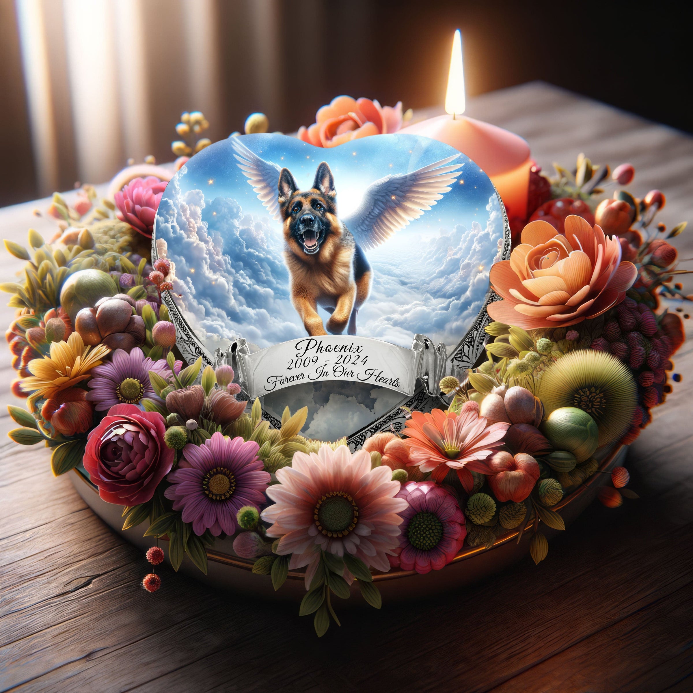 German Shepherd Dog Urn - Zodiac Zen Urn for Dog Ashes