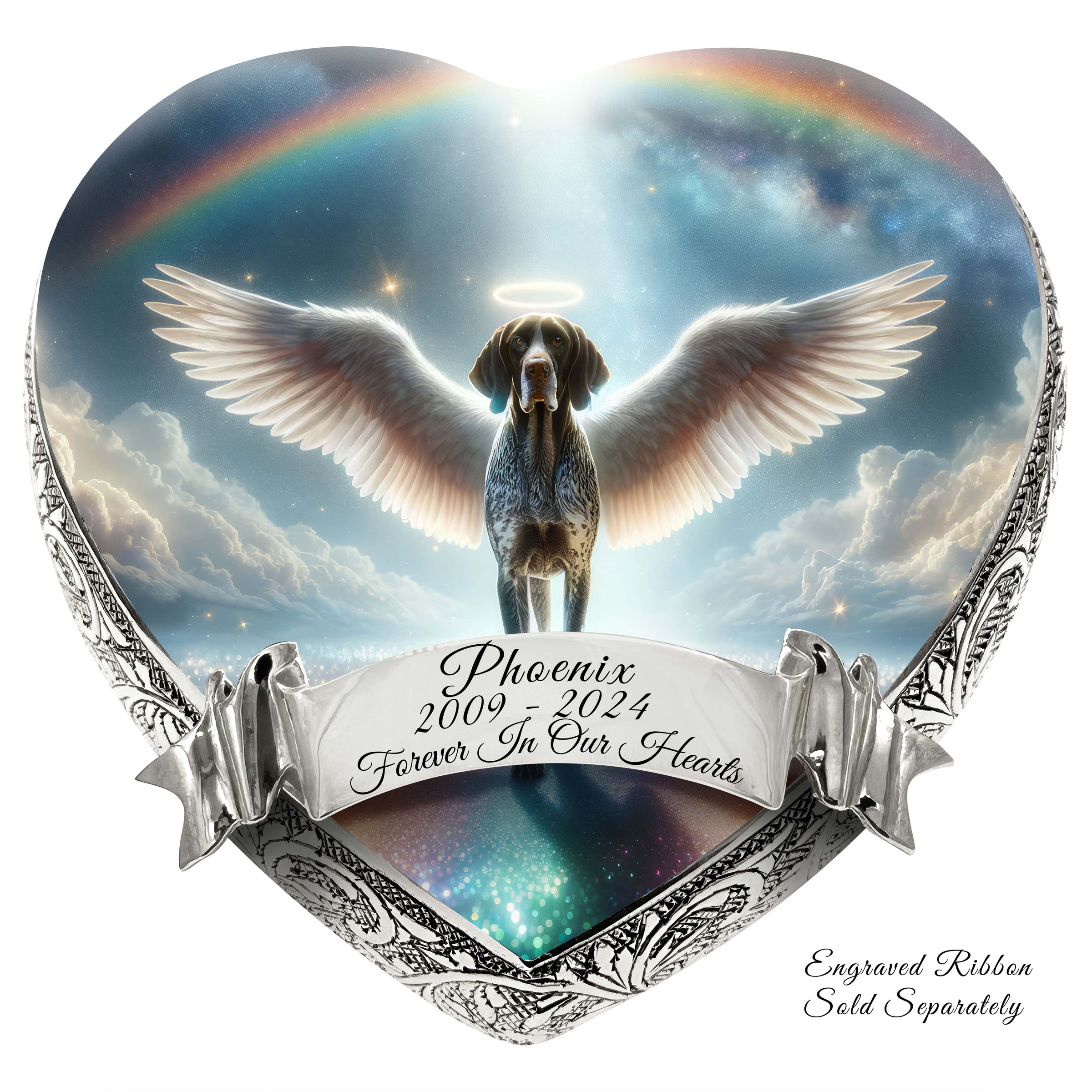 German Shorthaired Pointer Dog Urn - Rainbow Crossing Urn for Dog Ashes