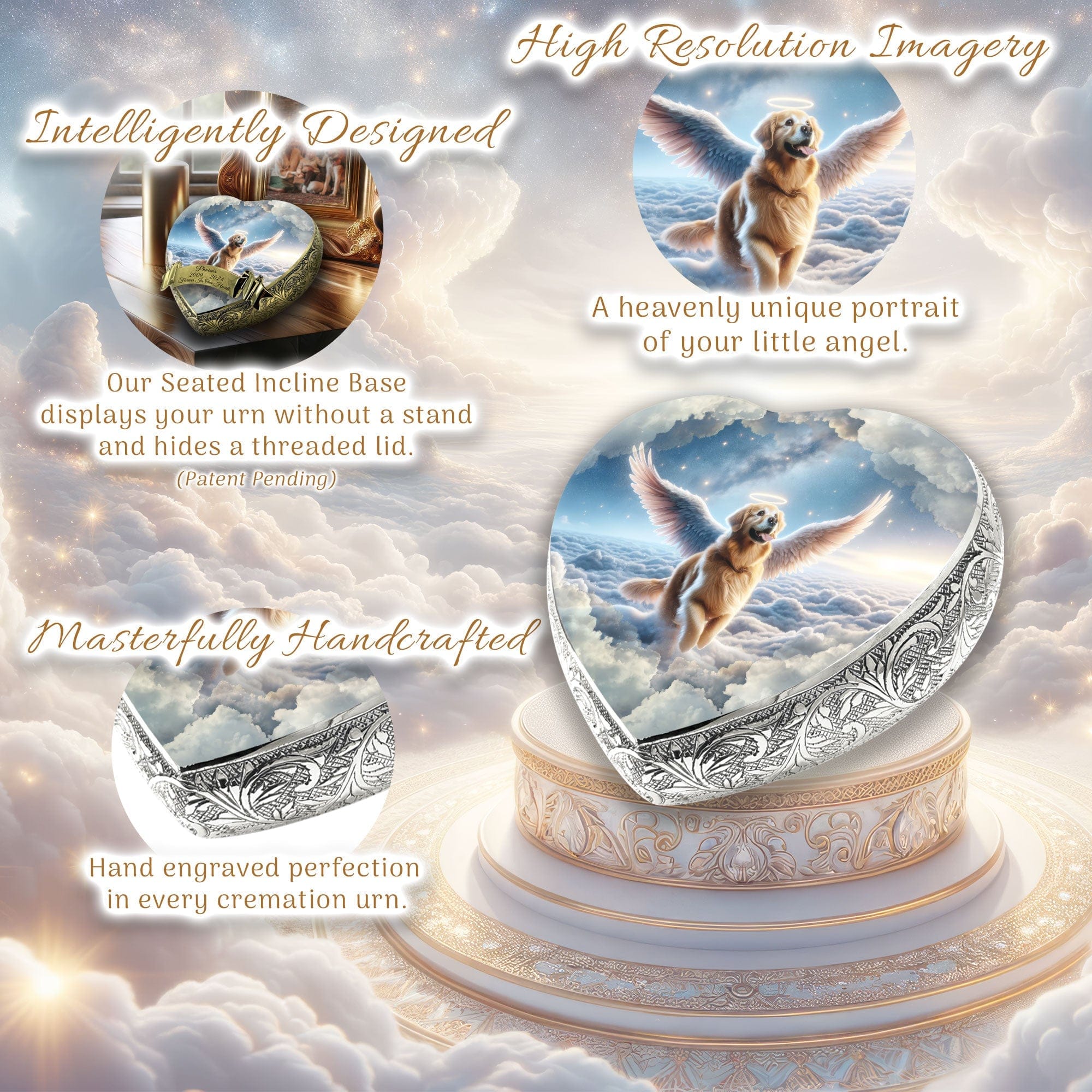 Golden Retriever Dog Urn - Angelic Veil Urn for Dog Ashes