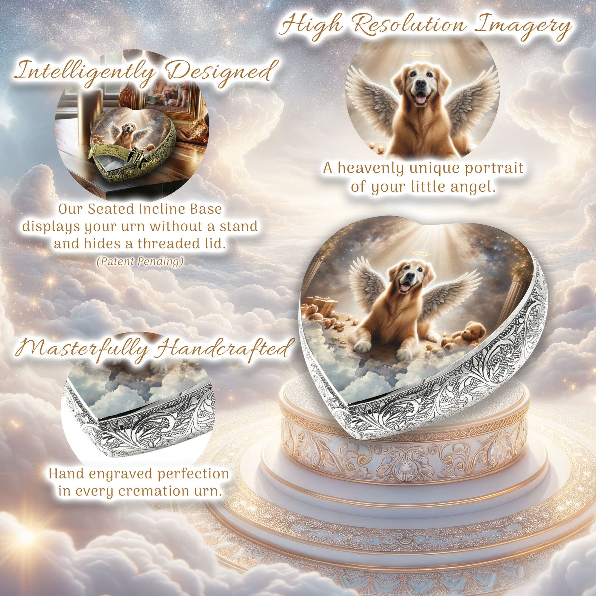 Golden Retriever Dog Urn - Empyrean Elegance Urn for Dog Ashes