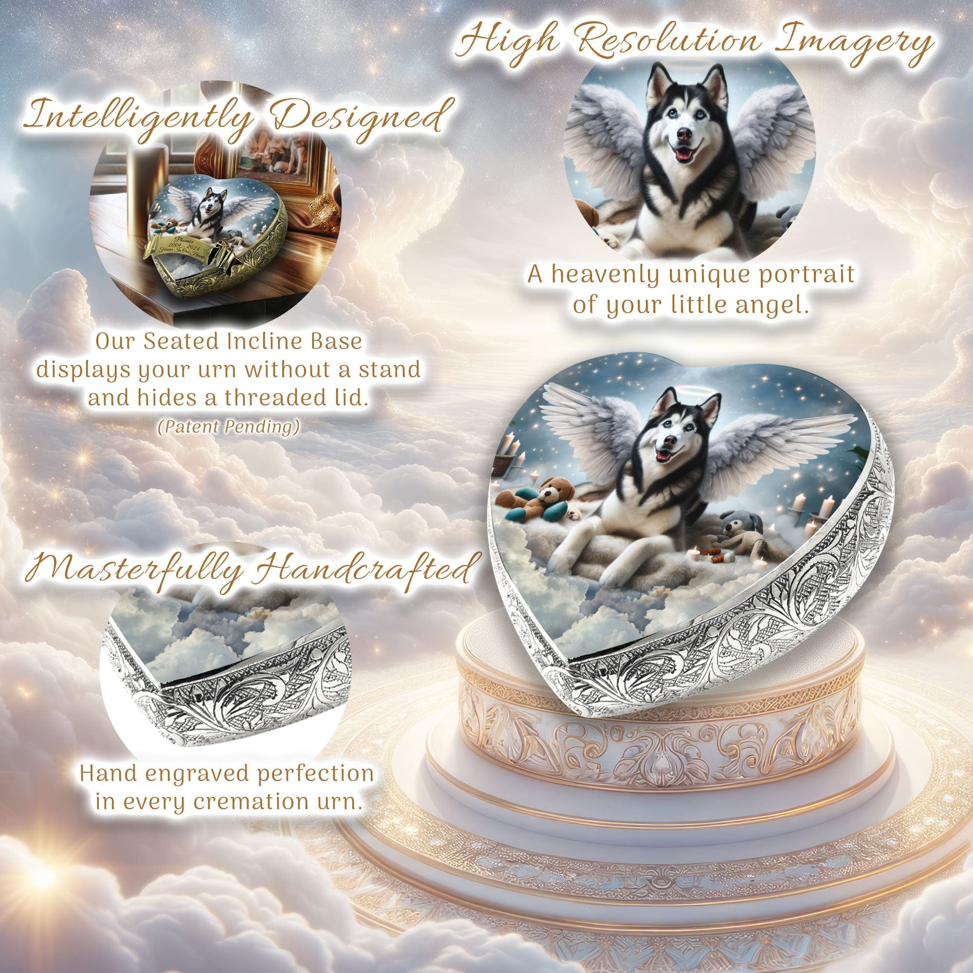 Husky Dog Urn - Edenic Splendor Urn for Dog Ashes