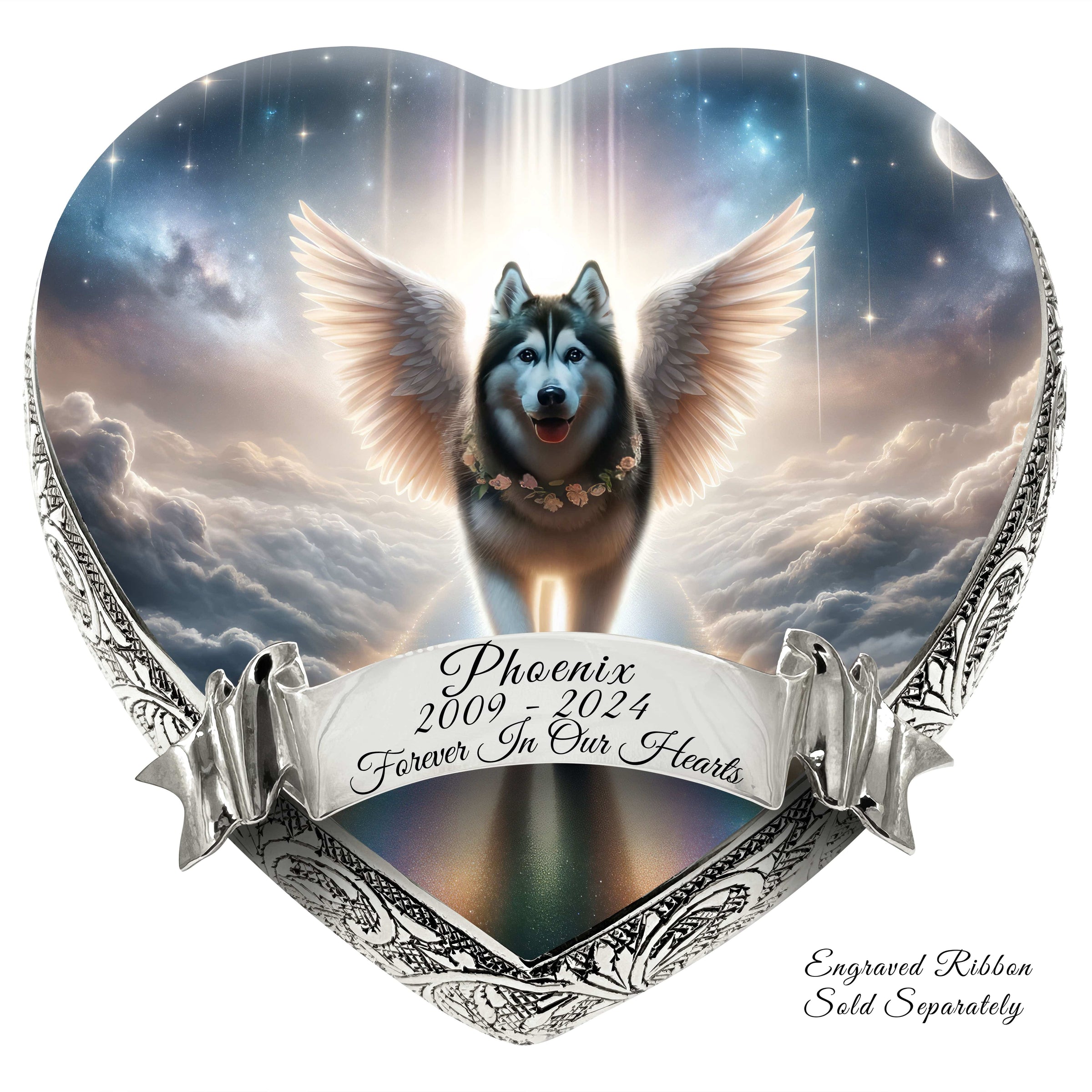 Siberian Husky Dog Urn - Rainbow Bridge Urn for Dog Ashes