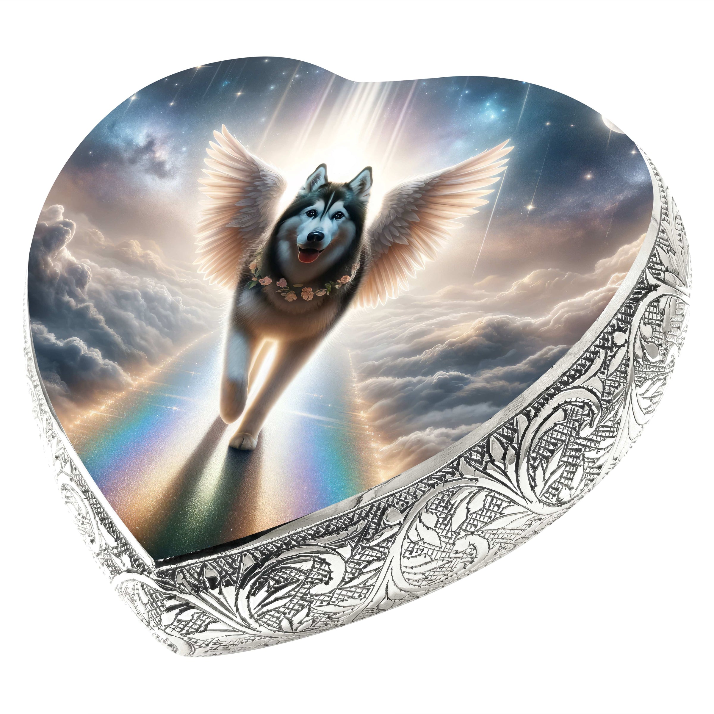 Siberian Husky Dog Urn - Rainbow Bridge Urn for Dog Ashes
