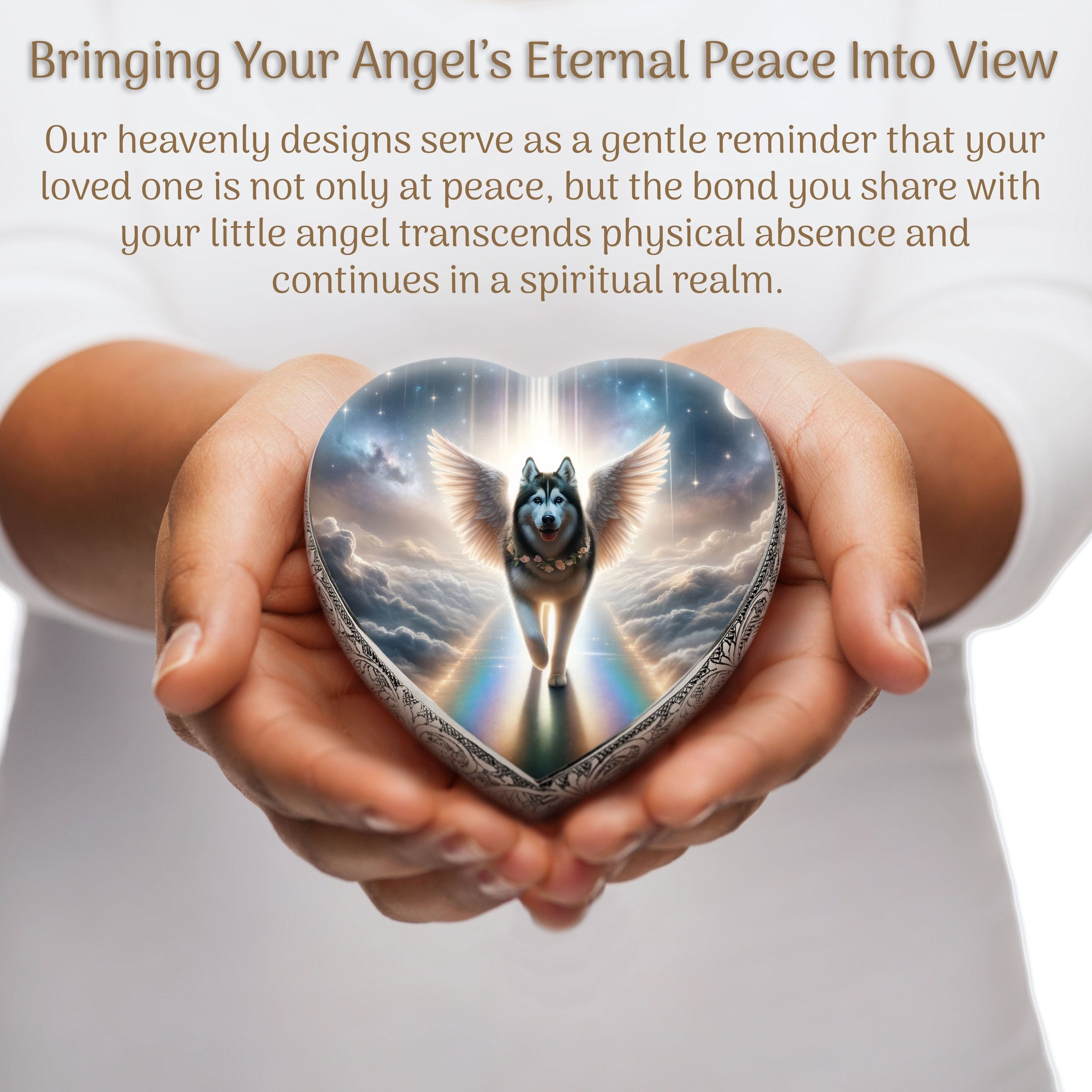 Siberian Husky Dog Urn - Rainbow Bridge Urn for Dog Ashes