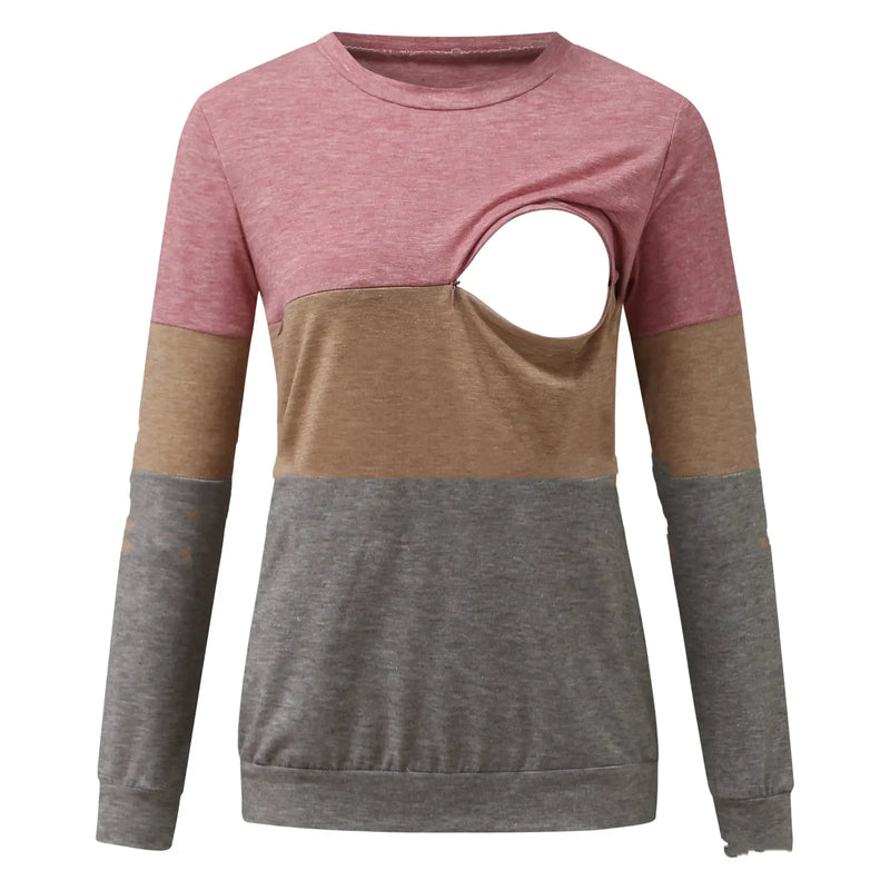 Chic Colorblock Nursing Crew T-Shirt - # BAGE211510106-NURSG - BIG FRENCHIES