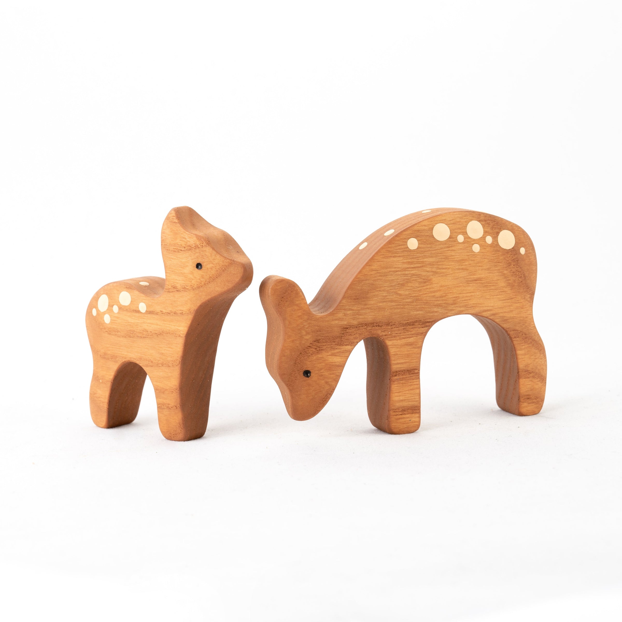 Waldorf Wooden Deer Figurine Set of 2