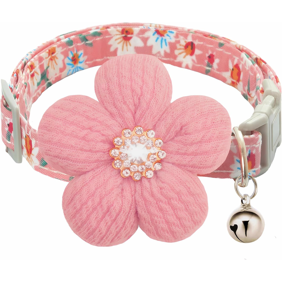 Small Dog Collar With Flower, Spring Dog Collar For Girl Dog Collars For Small Dogs Cute Dog Collar With Bell, Adjustabl