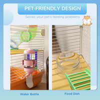 5 Tiers Hamster Cage Portable Animal Travel Carrier W Exercise Wheels Tube, Orange