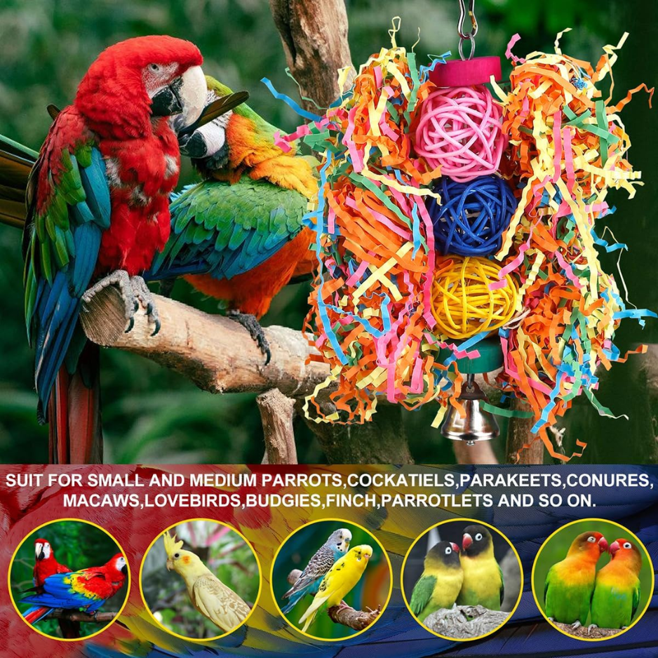 Bird Rope Perch Toy With Bell, Colorful Chew & Foraging Toy For Parrots