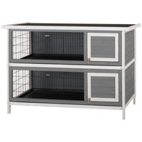 PawHut 54 2-Story Large Rabbit Hutch Bunny Cage Wooden Pet House Small Animal Habitat With Lockable Doors, No Leak Tray 