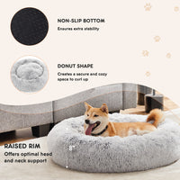 24 Inch Anti-Slip Round Fluffy Plush Faux Fur Cat Bed, Fits Up To 25 Lbs Pets