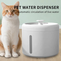 2500ML USB Round Pet Water Fountain, Automatic Cat Water Dispenser With Circulating Pump, Detachable For Easy Cleaning, 