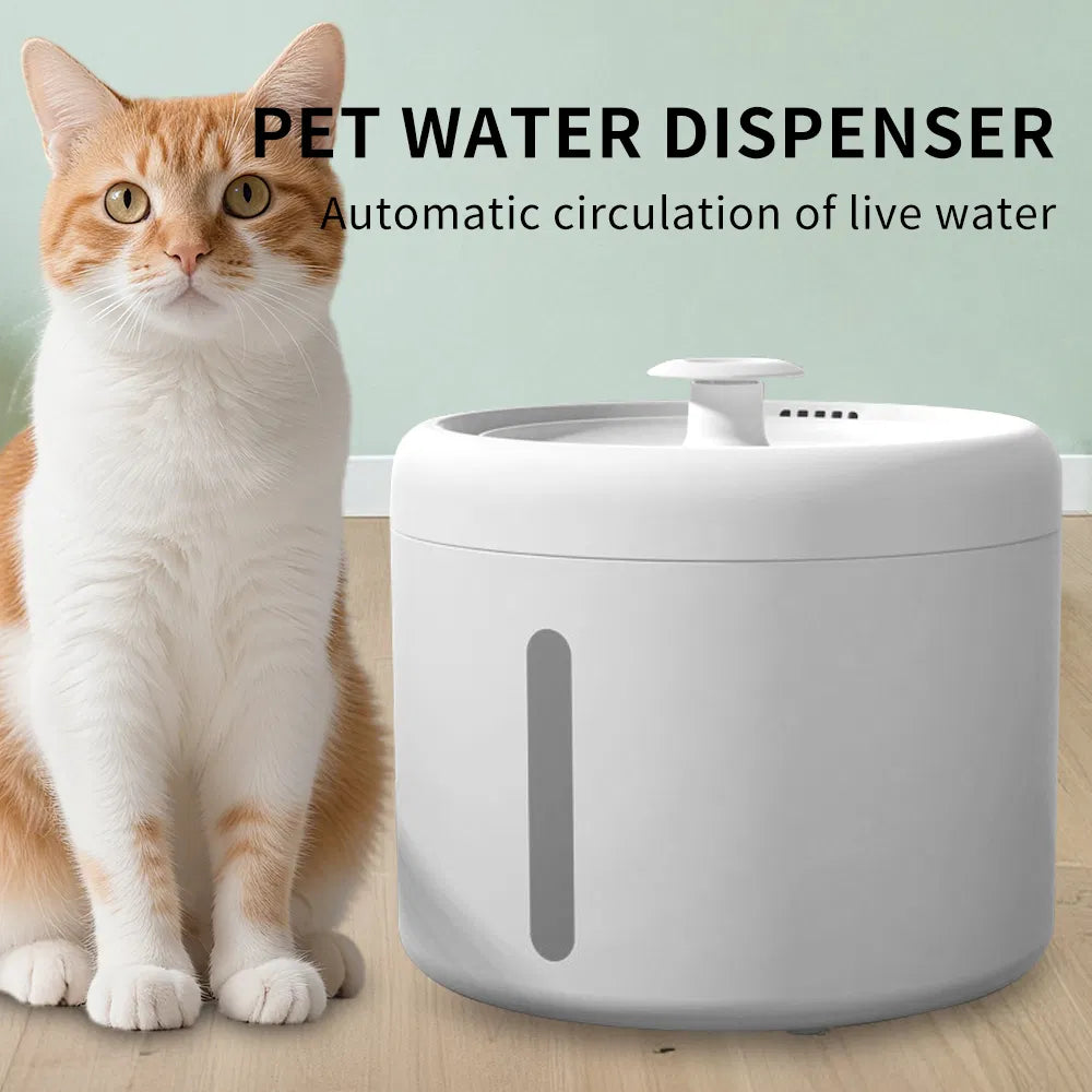 2500ML USB Round Pet Water Fountain, Automatic Cat Water Dispenser With Circulating Pump, Detachable For Easy Cleaning, 