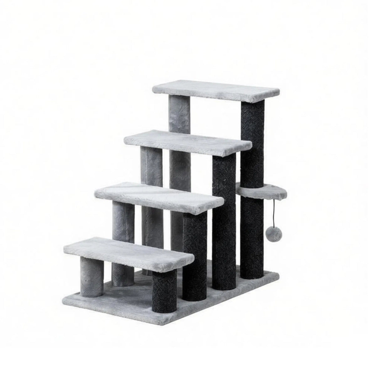 Cat Tree Tower with Cat Stair Steps, Scratching Post and Hanging Play Ball, for High Bed, Sofa, Indoor and Outdoor